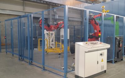 Isola robotizzata con robot cooperativo, trasportatori a nastro da utilizzare come applicazioni speciali BOZZA