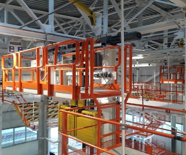 Sistema automotore per asservimento sedili alla linea final montaggio vettura con baia di carico/scarico contenitori da trail esterno in automatico progettazione, costruzione, installazione fino al funzionamento in automatico BOZZA